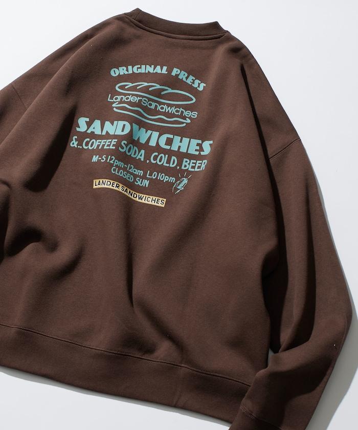 LANDER SANDWICHES×FREAK'S STORE/蘭德爾 特別款 寬鬆版型 背部印花 圓領衛衣