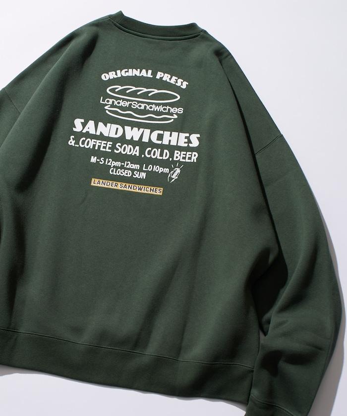 LANDER SANDWICHES×FREAK'S STORE/蘭德爾 特別款 寬鬆版型 背部印花 圓領衛衣