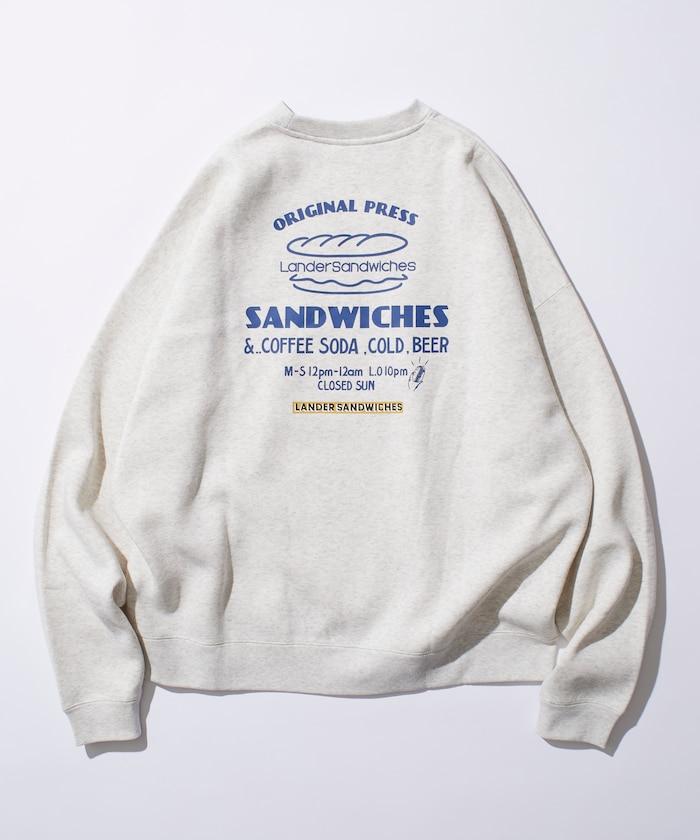 LANDER SANDWICHES×FREAK'S STORE/蘭德爾 特別款 寬鬆版型 背部印花 圓領衛衣