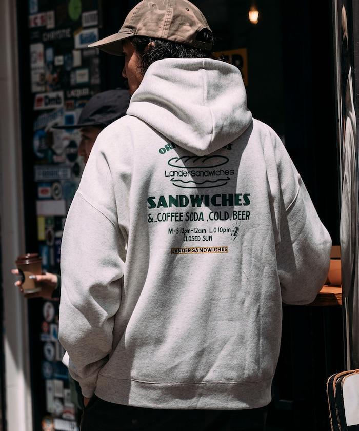 LANDER SANDWICHES×FREAK'S STORE/ランダー 聯名寬鬆版型背面印花衛衣連帽衫
