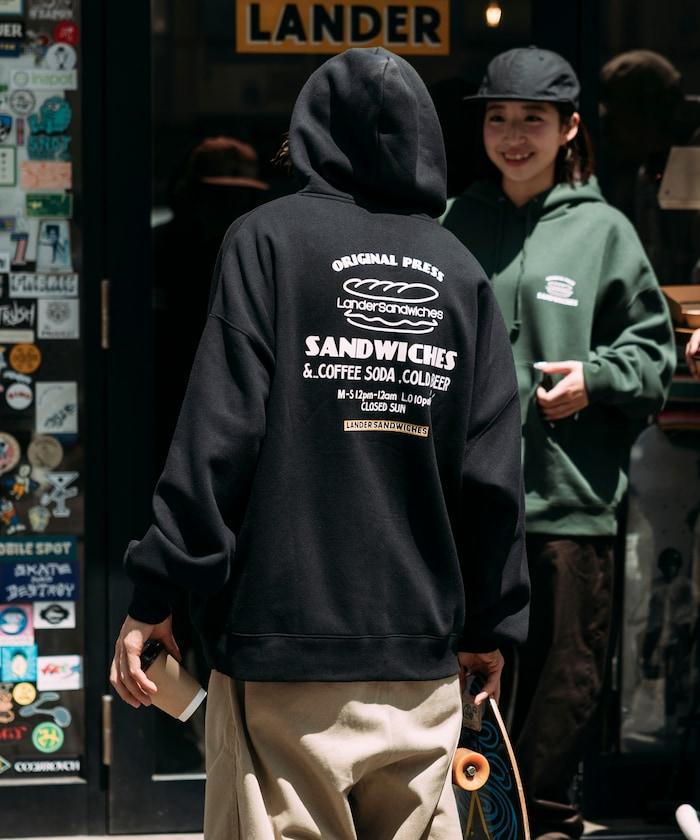 LANDER SANDWICHES×FREAK'S STORE/ランダー 聯名寬鬆版型背面印花衛衣連帽衫