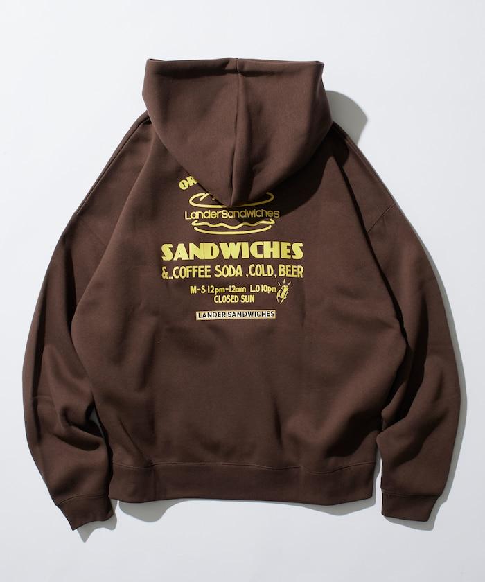 LANDER SANDWICHES×FREAK'S STORE/ランダー 聯名寬鬆版型背面印花衛衣連帽衫