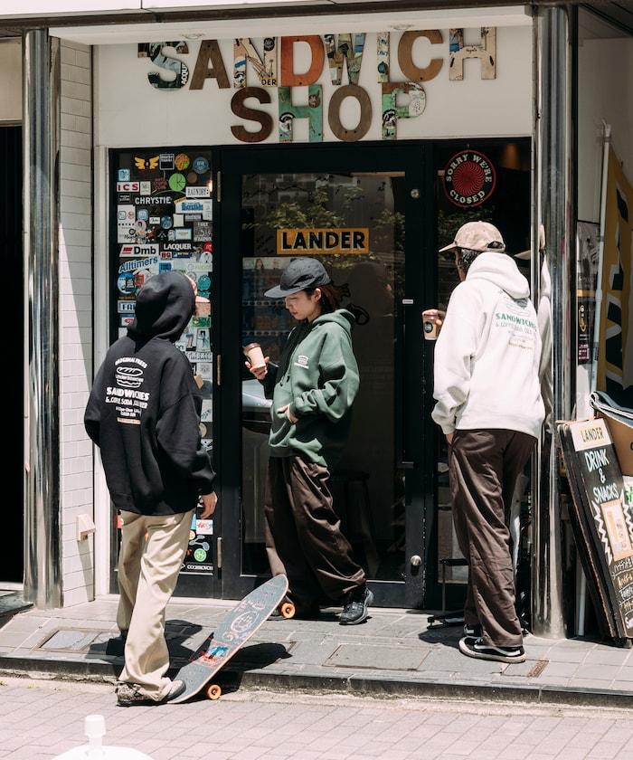 LANDER SANDWICHES×FREAK'S STORE/ランダー 聯名寬鬆版型背面印花衛衣連帽衫