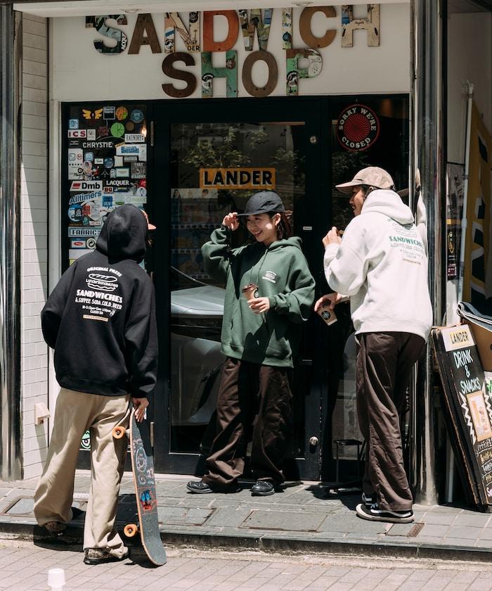 LANDER SANDWICHES×FREAK'S STORE/ランダー 聯名寬鬆版型背面印花衛衣連帽衫