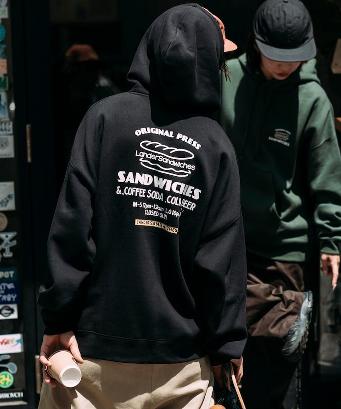 LANDER SANDWICHES×FREAK'S STORE/ランダー 聯名寬鬆版型背面印花衛衣連帽衫