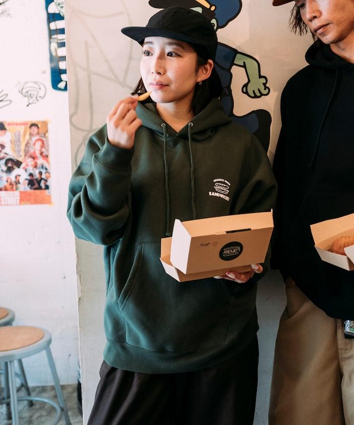 LANDER SANDWICHES×FREAK'S STORE/ランダー 聯名寬鬆版型背面印花衛衣連帽衫
