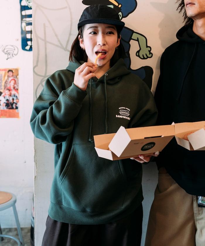 LANDER SANDWICHES×FREAK'S STORE/ランダー 聯名寬鬆版型背面印花衛衣連帽衫