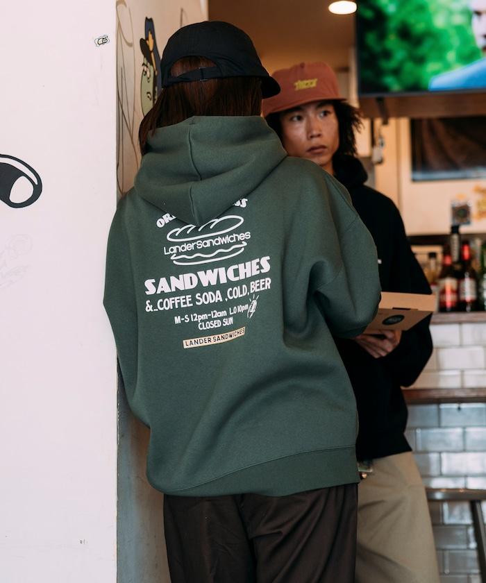 LANDER SANDWICHES×FREAK'S STORE/ランダー 聯名寬鬆版型背面印花衛衣連帽衫