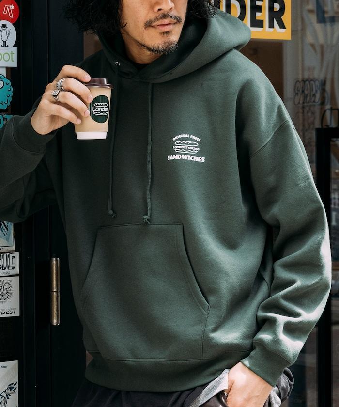 LANDER SANDWICHES×FREAK'S STORE/ランダー 聯名寬鬆版型背面印花衛衣連帽衫
