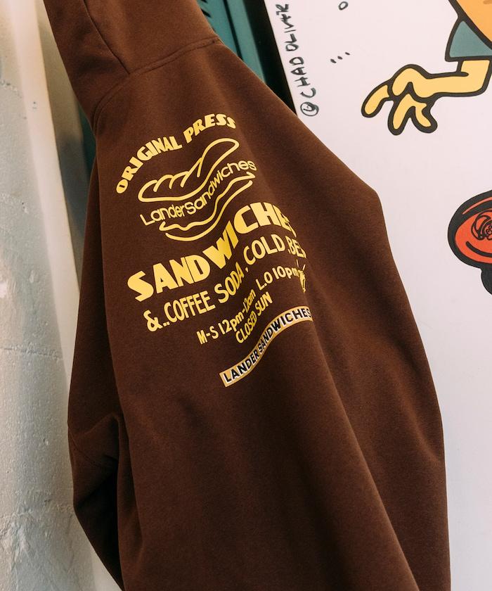 LANDER SANDWICHES×FREAK'S STORE/ランダー 聯名寬鬆版型背面印花衛衣連帽衫