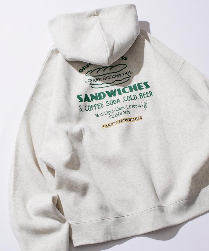 LANDER SANDWICHES×FREAK'S STORE/ランダー 聯名寬鬆版型背面印花衛衣連帽衫