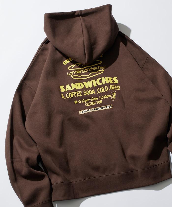 LANDER SANDWICHES×FREAK'S STORE/ランダー 聯名寬鬆版型背面印花衛衣連帽衫