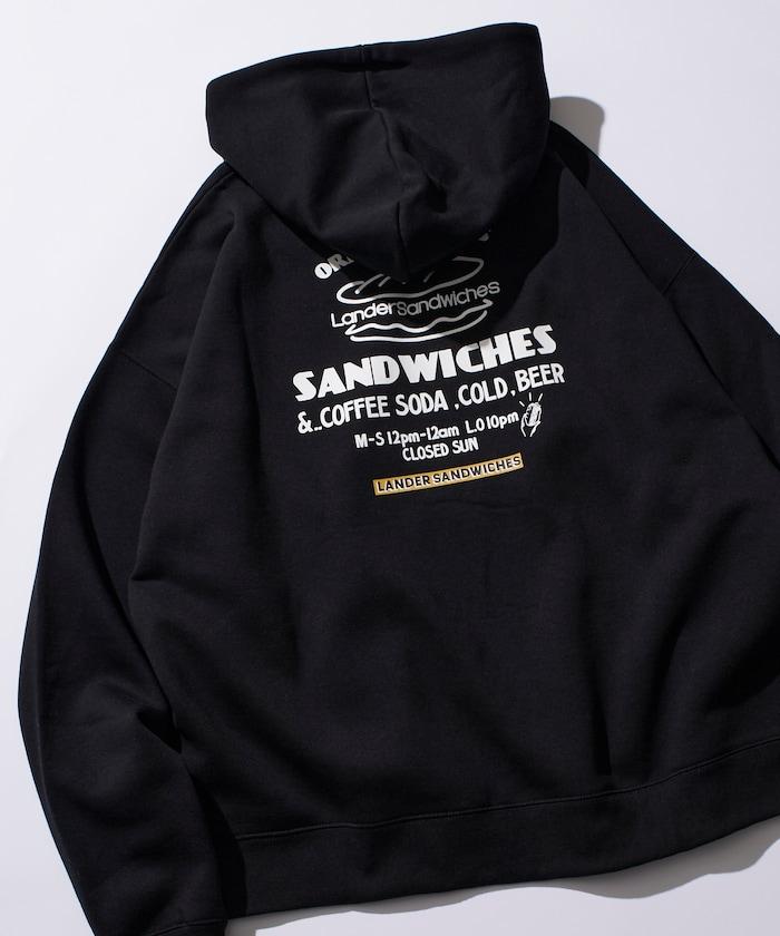 LANDER SANDWICHES×FREAK'S STORE/ランダー 聯名寬鬆版型背面印花衛衣連帽衫