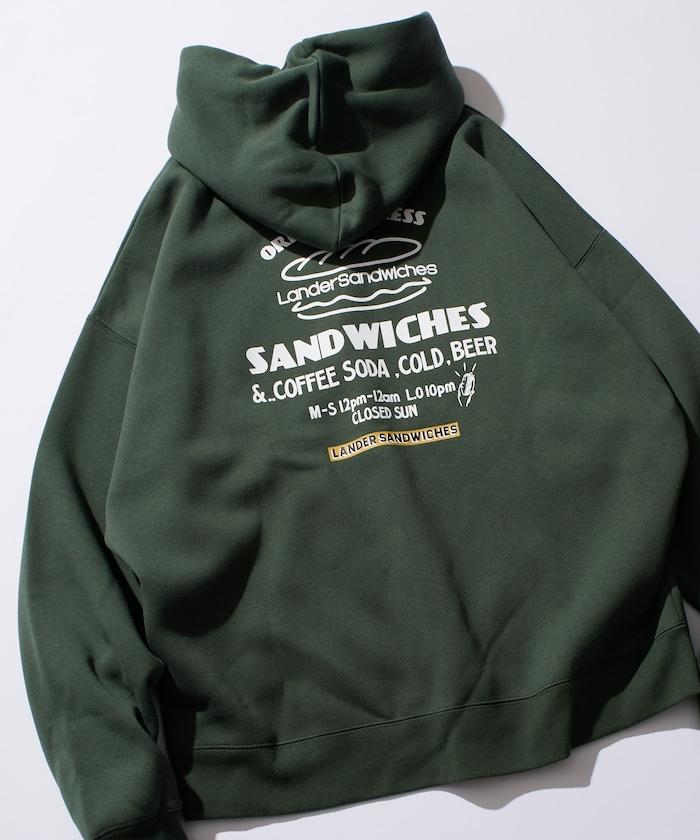 LANDER SANDWICHES×FREAK'S STORE/ランダー 聯名寬鬆版型背面印花衛衣連帽衫