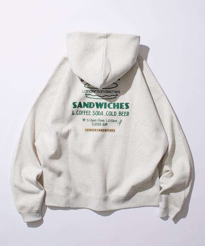LANDER SANDWICHES×FREAK'S STORE/ランダー 聯名寬鬆版型背面印花衛衣連帽衫
