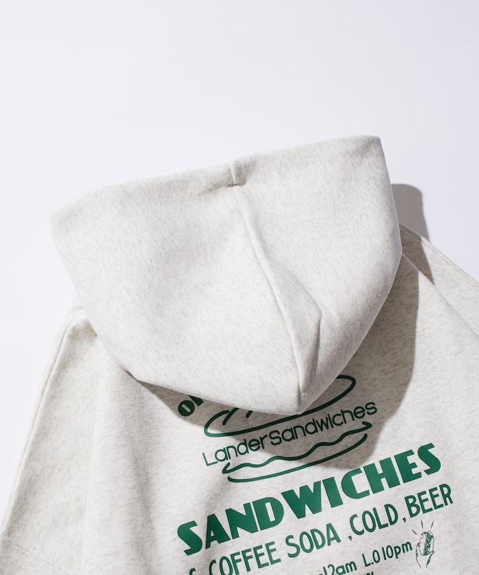 LANDER SANDWICHES×FREAK'S STORE/ランダー 聯名寬鬆版型背面印花衛衣連帽衫
