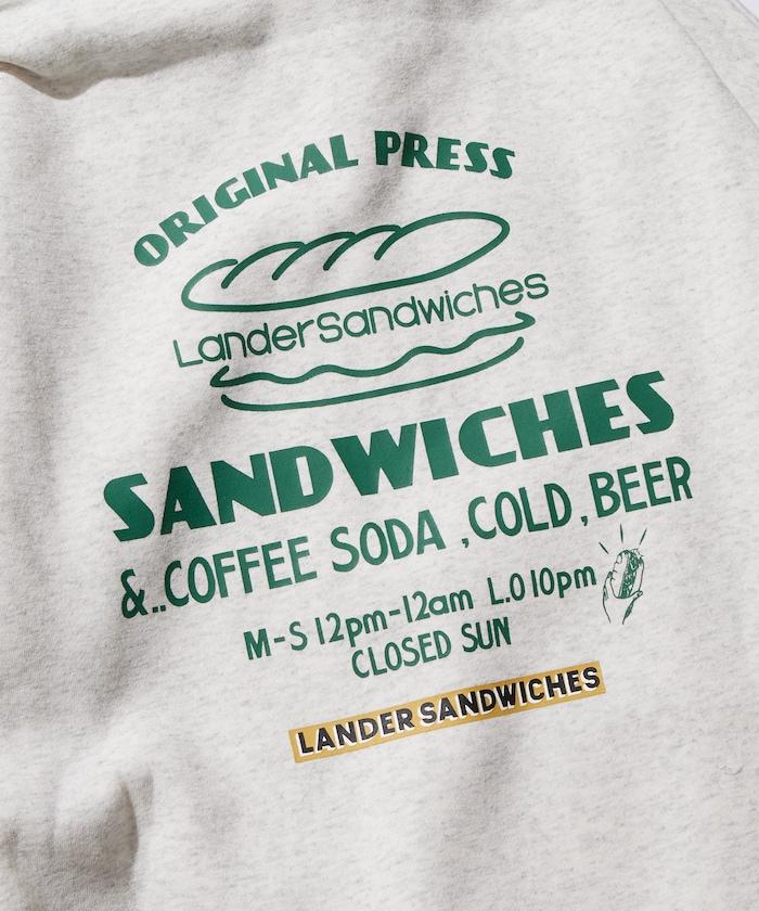 LANDER SANDWICHES×FREAK'S STORE/ランダー 聯名寬鬆版型背面印花衛衣連帽衫