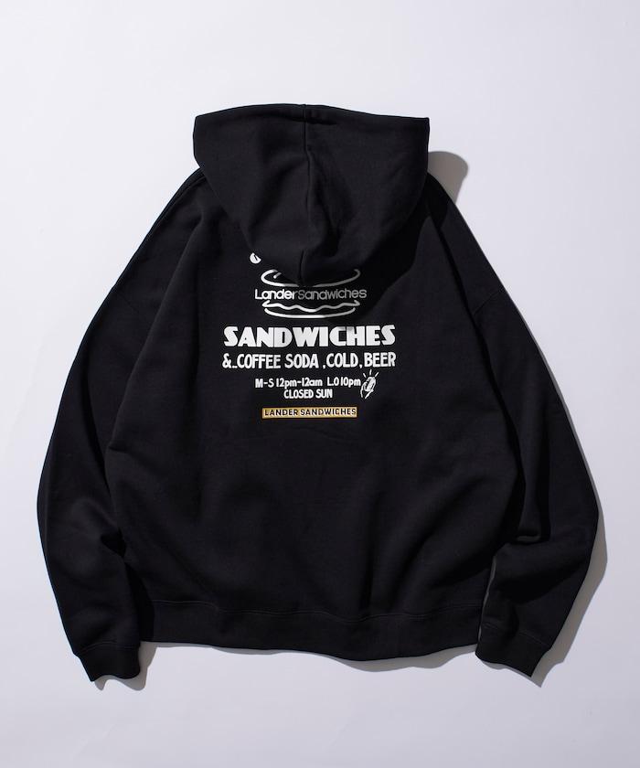 LANDER SANDWICHES×FREAK'S STORE/ランダー 聯名寬鬆版型背面印花衛衣連帽衫