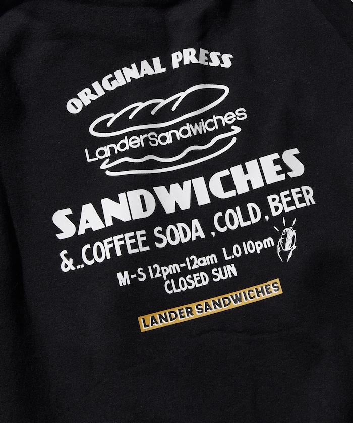LANDER SANDWICHES×FREAK'S STORE/ランダー 聯名寬鬆版型背面印花衛衣連帽衫