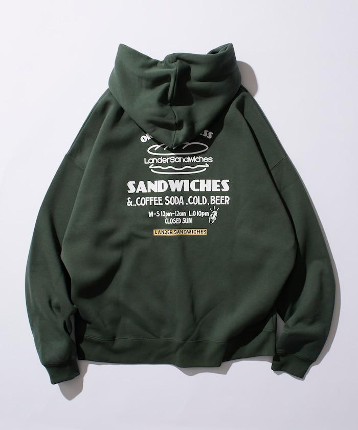 LANDER SANDWICHES×FREAK'S STORE/ランダー 聯名寬鬆版型背面印花衛衣連帽衫