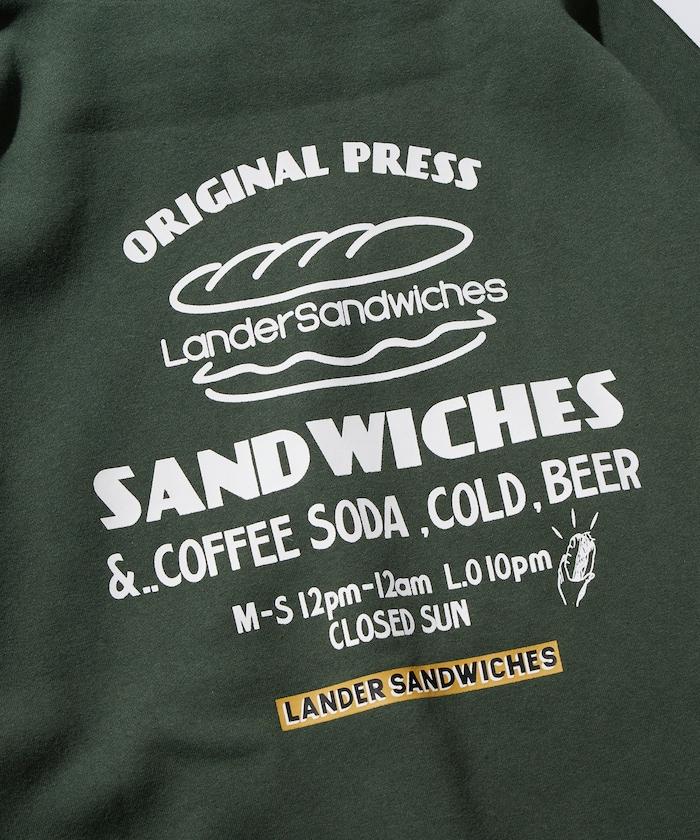 LANDER SANDWICHES×FREAK'S STORE/ランダー 聯名寬鬆版型背面印花衛衣連帽衫