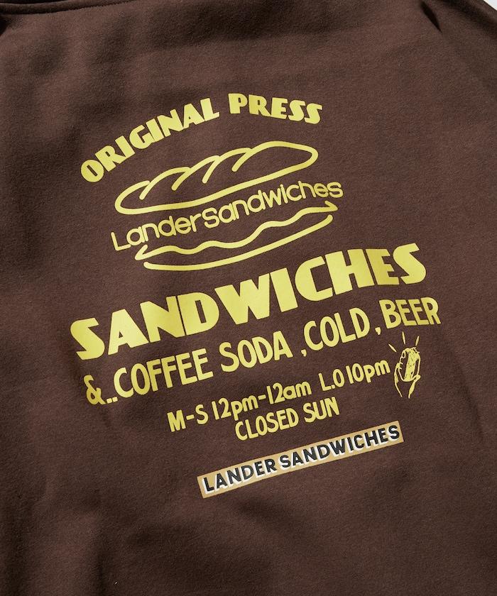 LANDER SANDWICHES×FREAK'S STORE/ランダー 聯名寬鬆版型背面印花衛衣連帽衫