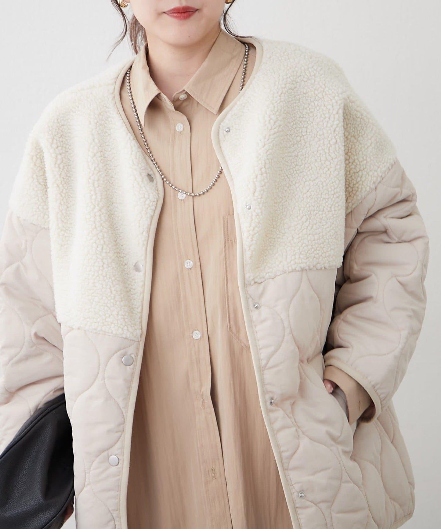 拼接羊羔絨夾棉夾克