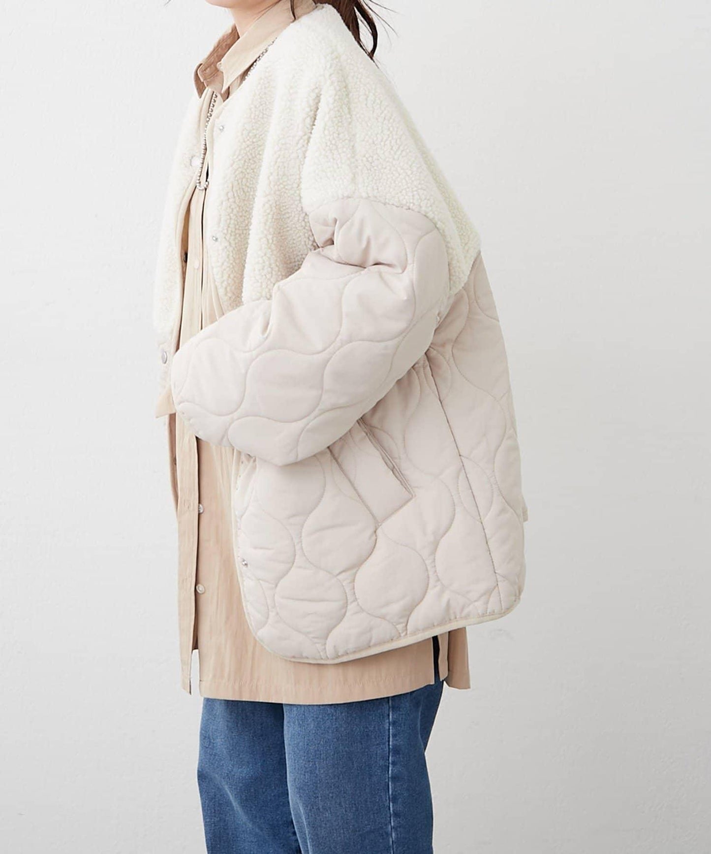 拼接羊羔絨夾棉夾克