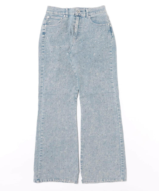 鑲嵌水鑽牛仔喇叭褲