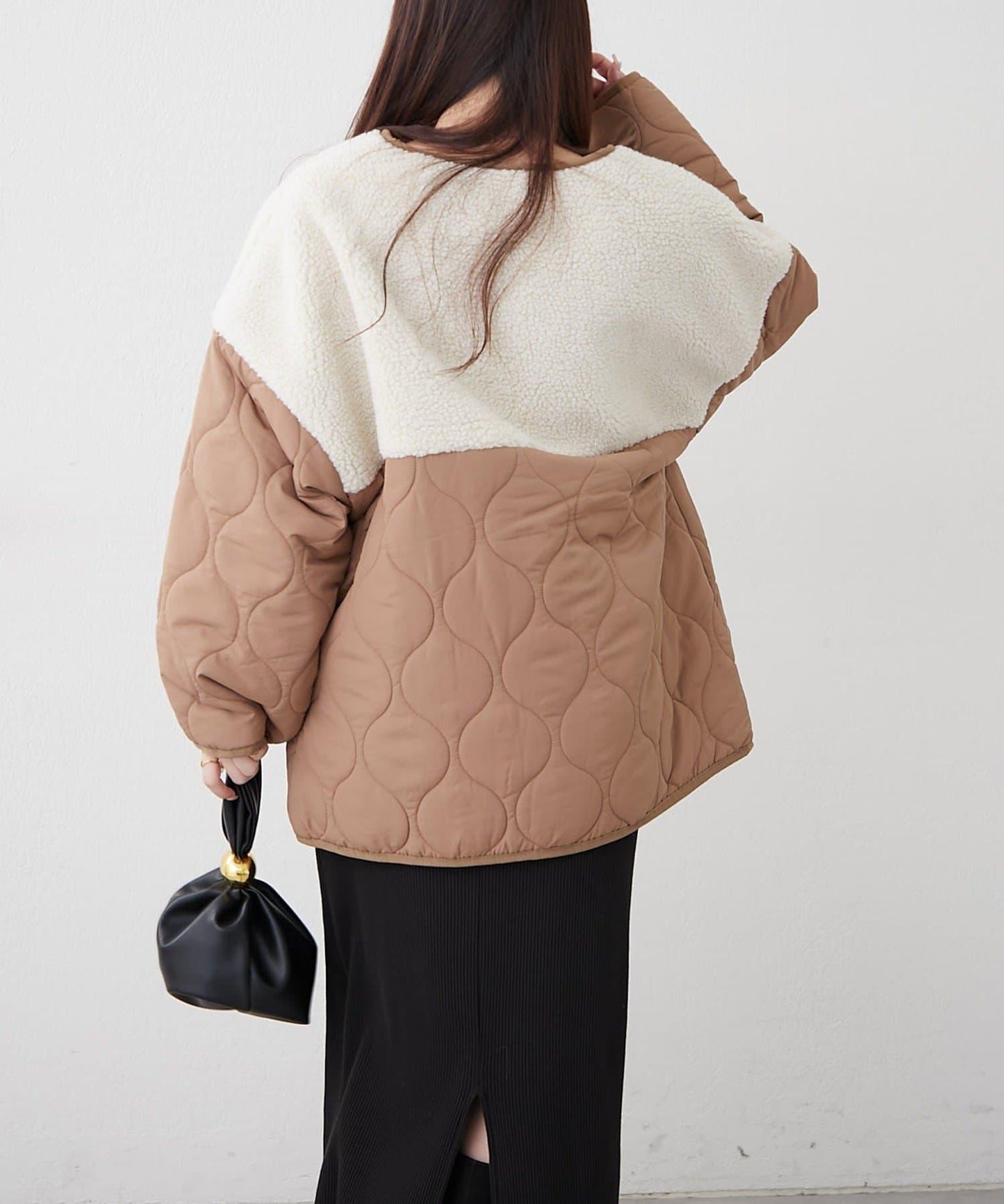 拼接羊羔絨夾棉夾克