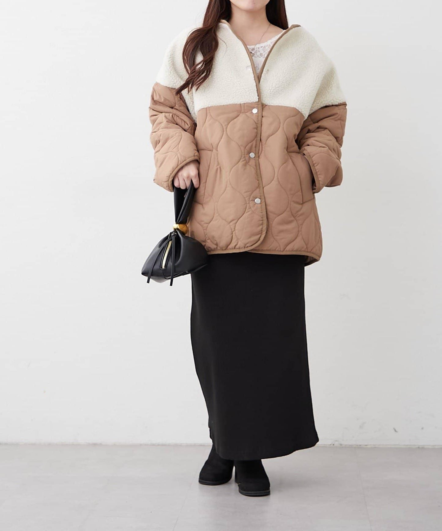 拼接羊羔絨夾棉夾克