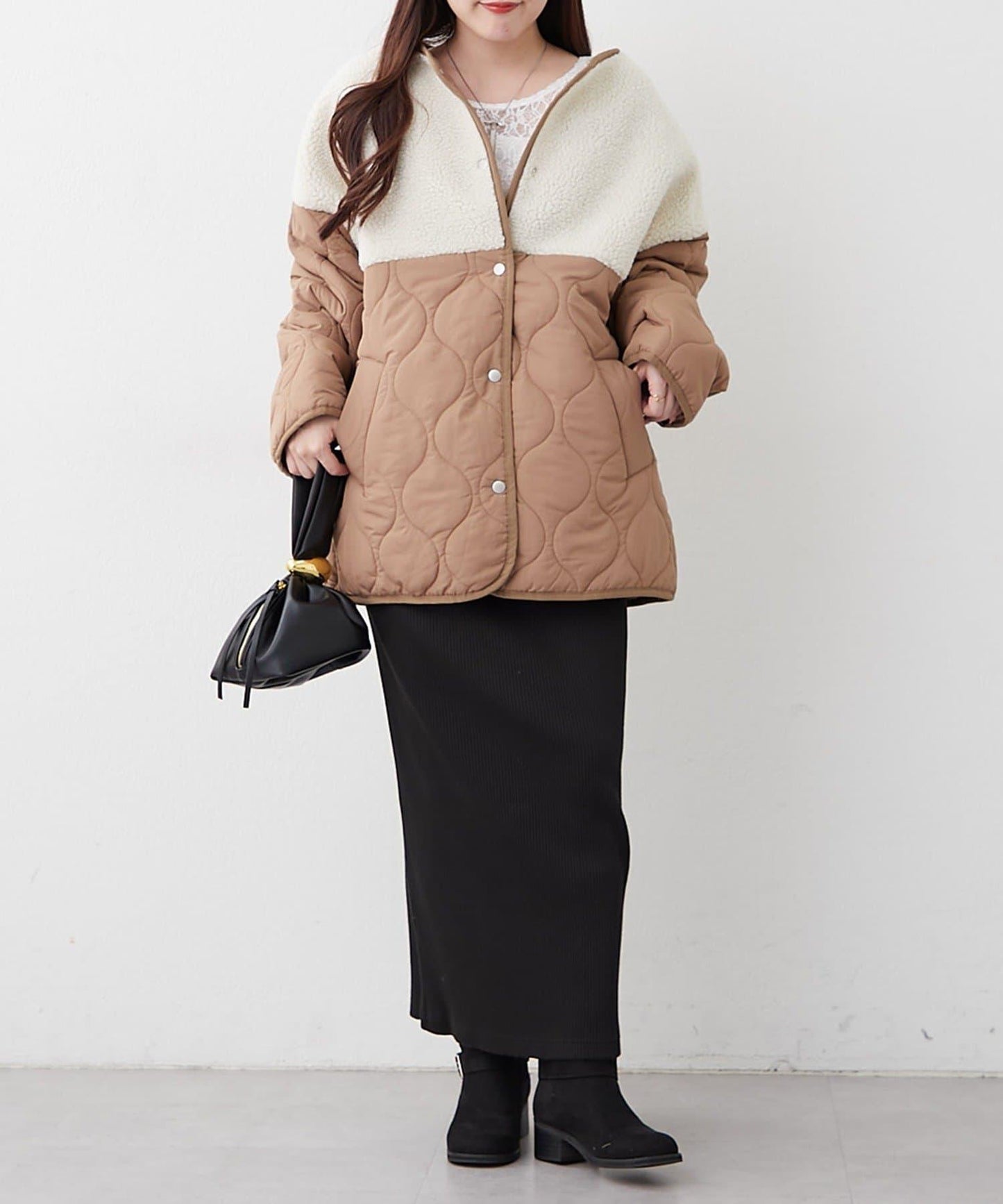 拼接羊羔絨夾棉夾克