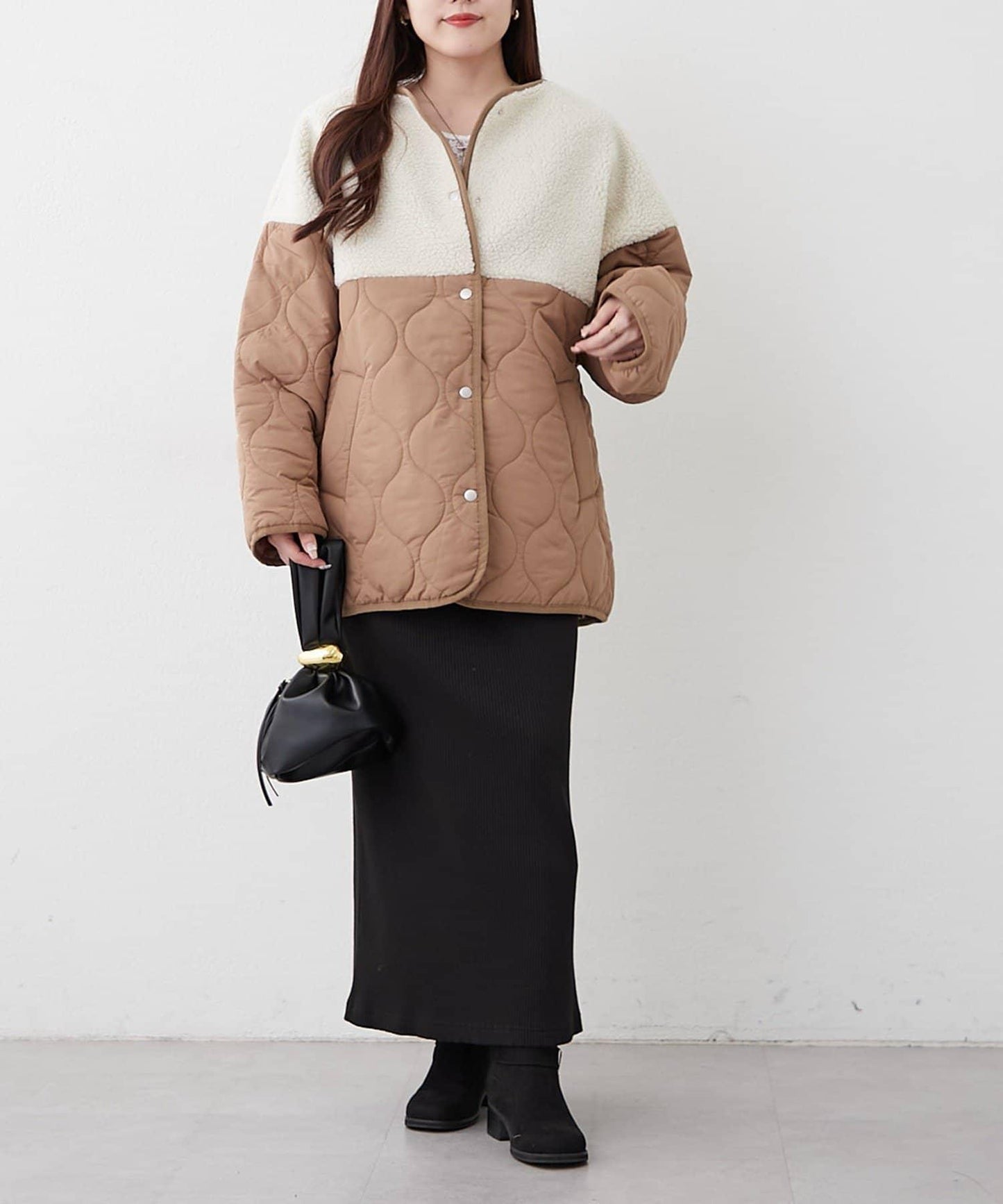 拼接羊羔絨夾棉夾克