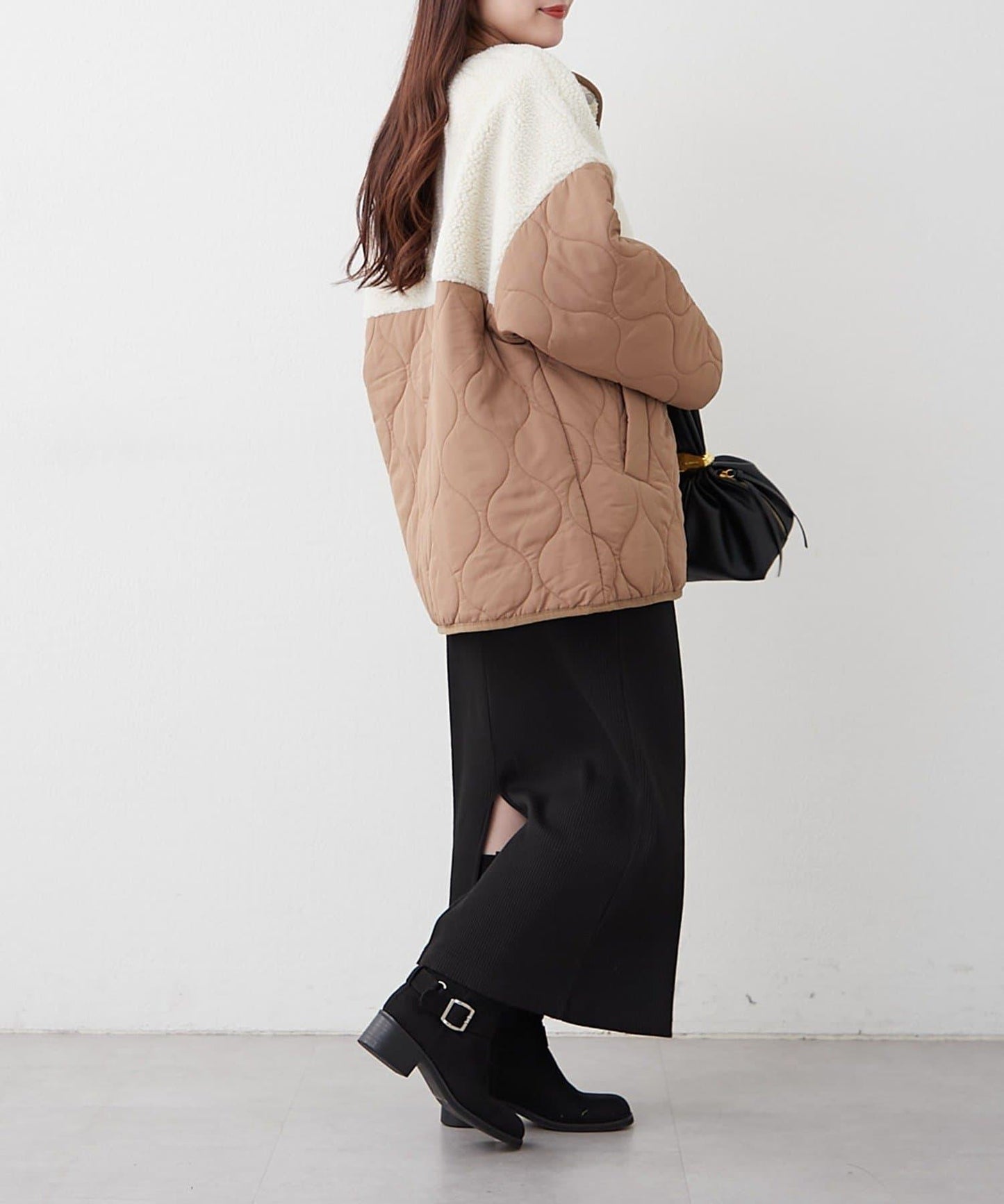 拼接羊羔絨夾棉夾克