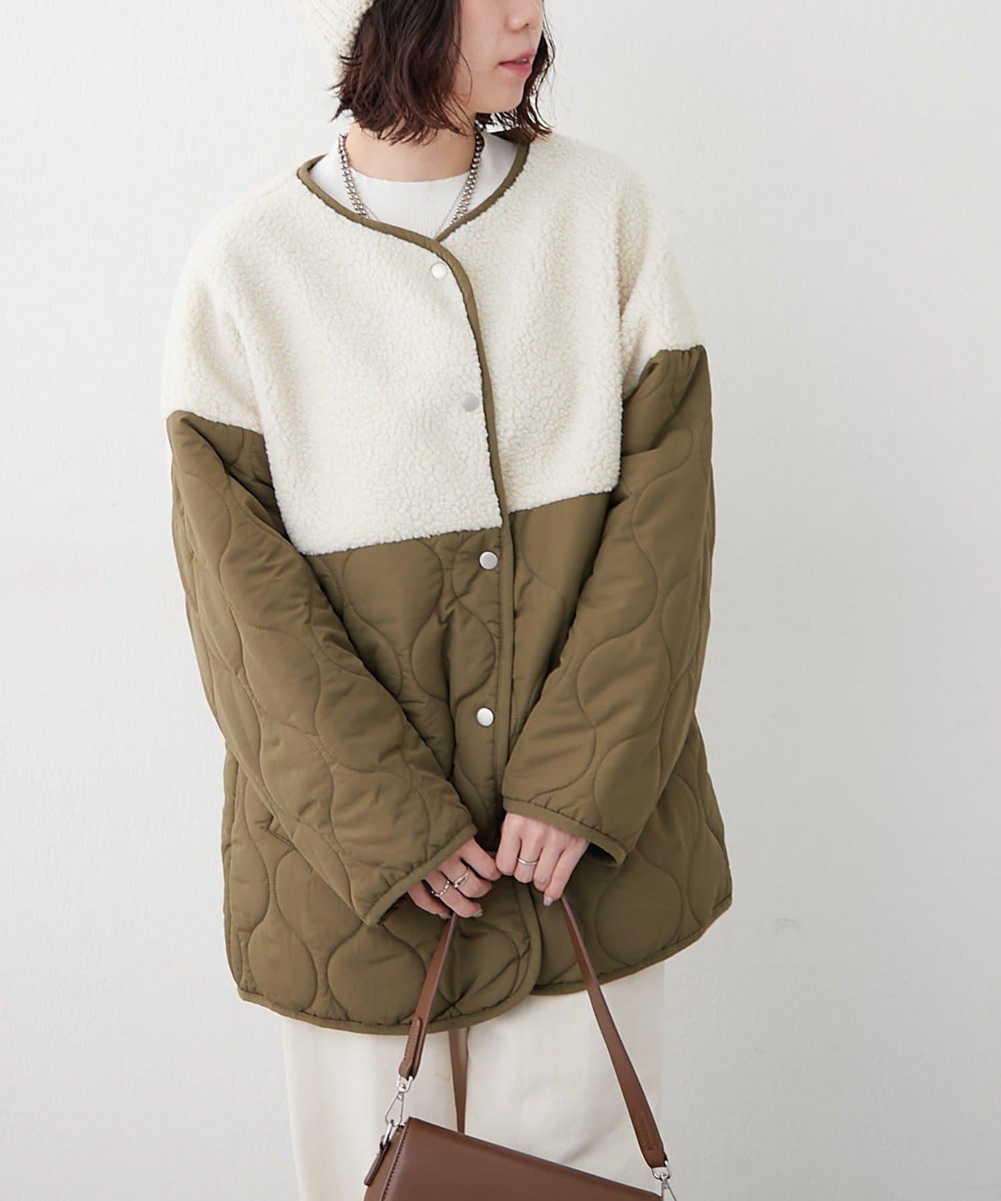 拼接羊羔絨夾棉夾克