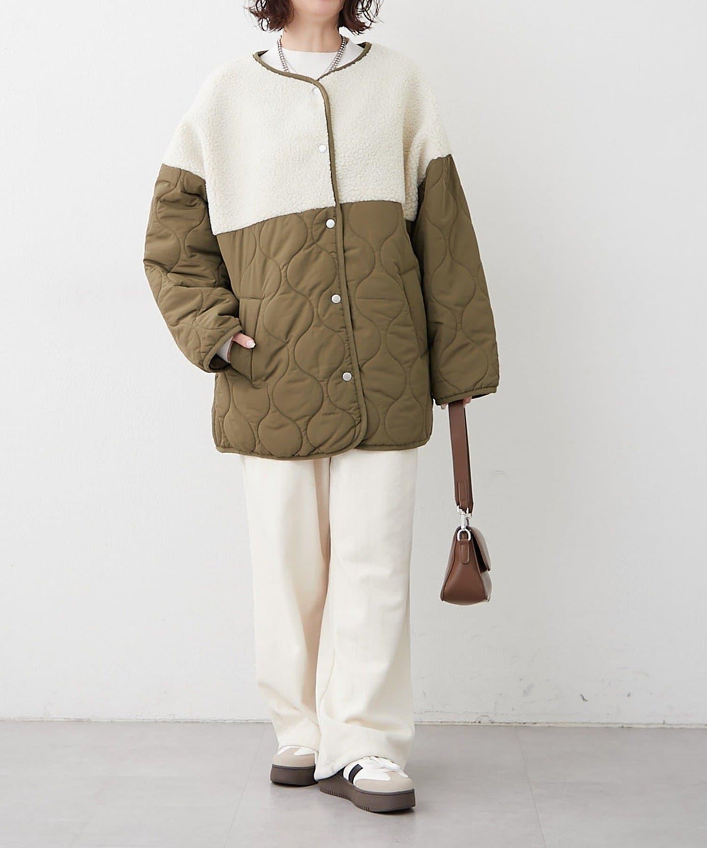 拼接羊羔絨夾棉夾克