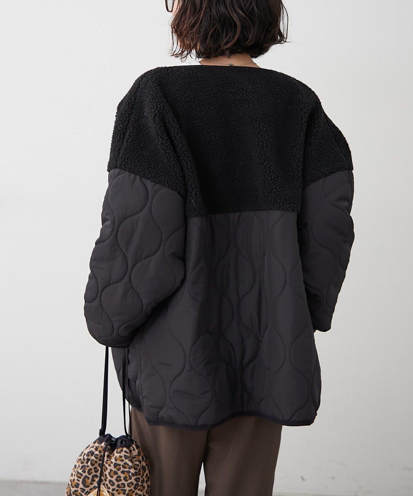 拼接羊羔絨夾棉夾克