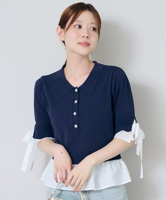 拼接款針織POLO衫