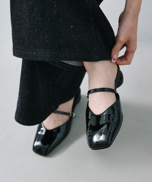 圓頭高跟帶扣單鞋