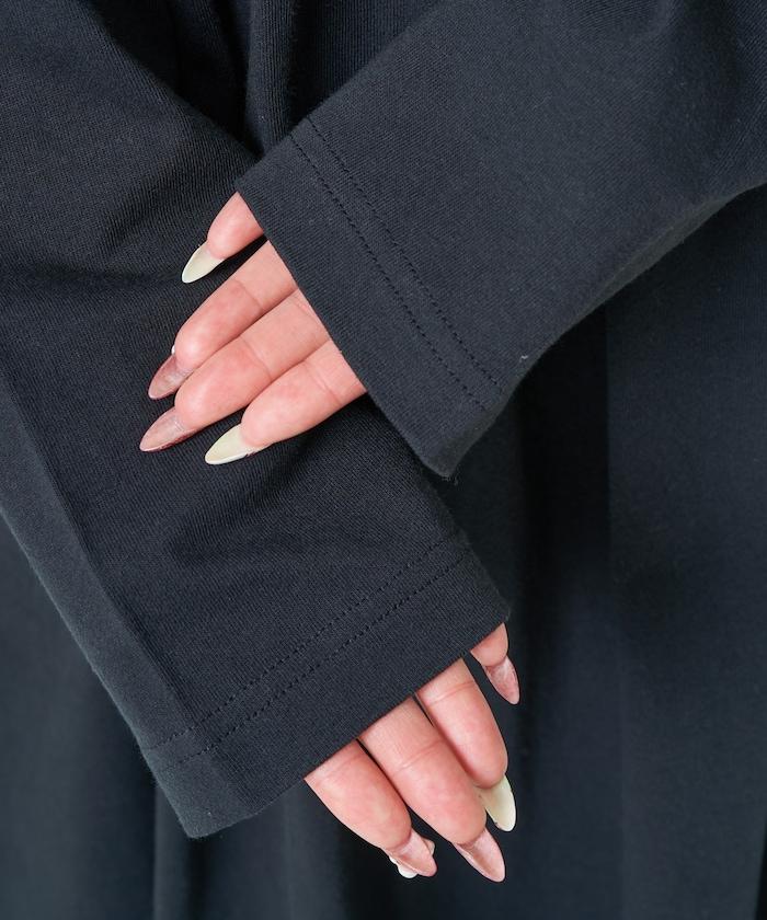 高腰褶皺拼接連衣裙