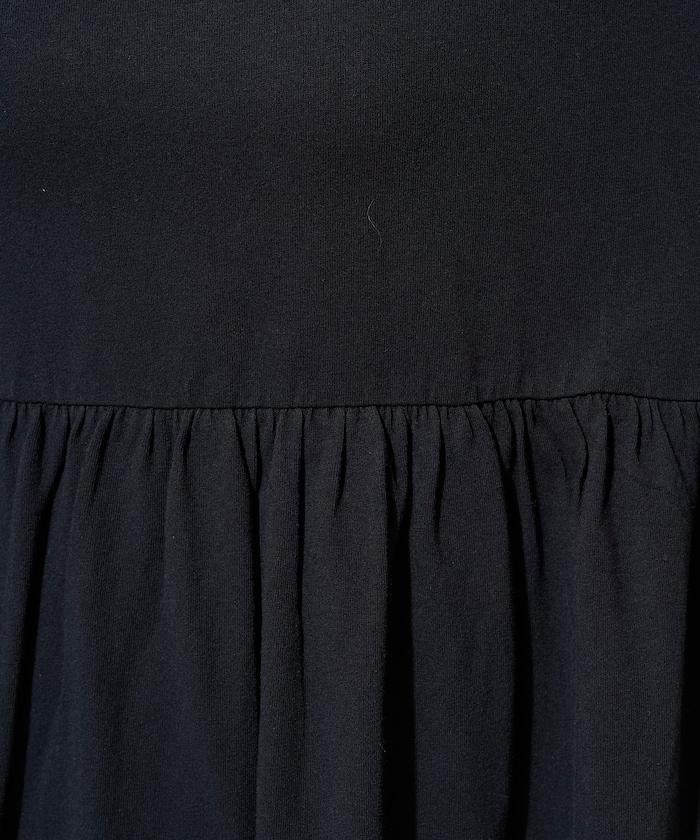 高腰褶皺拼接連衣裙