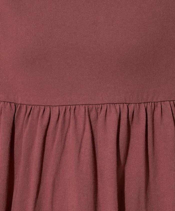 高腰褶皺拼接連衣裙