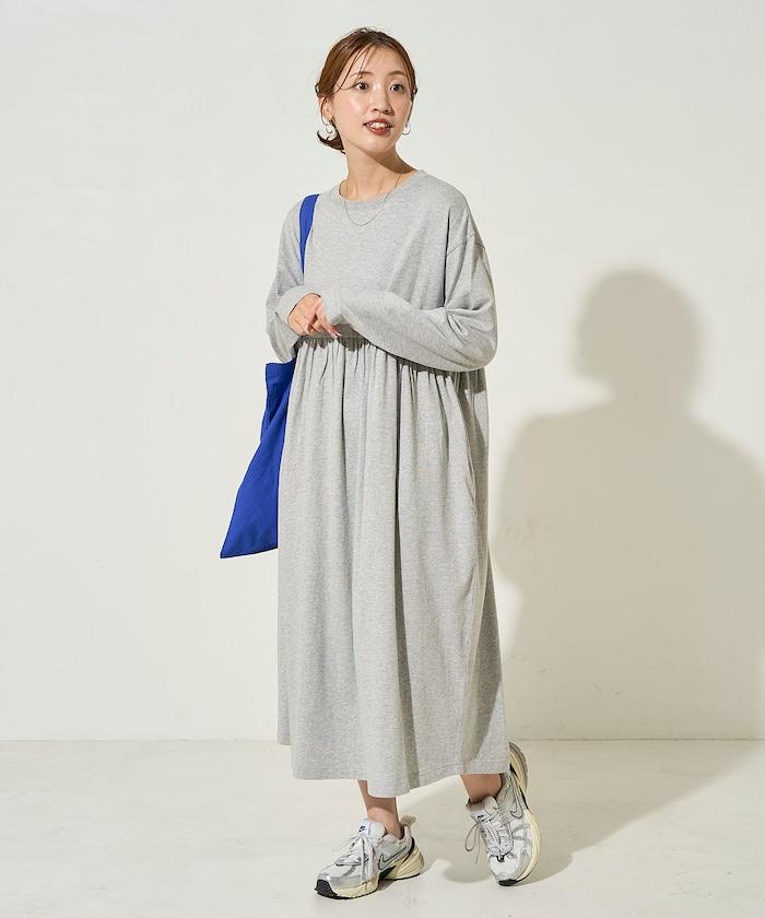 高腰褶皺拼接連衣裙