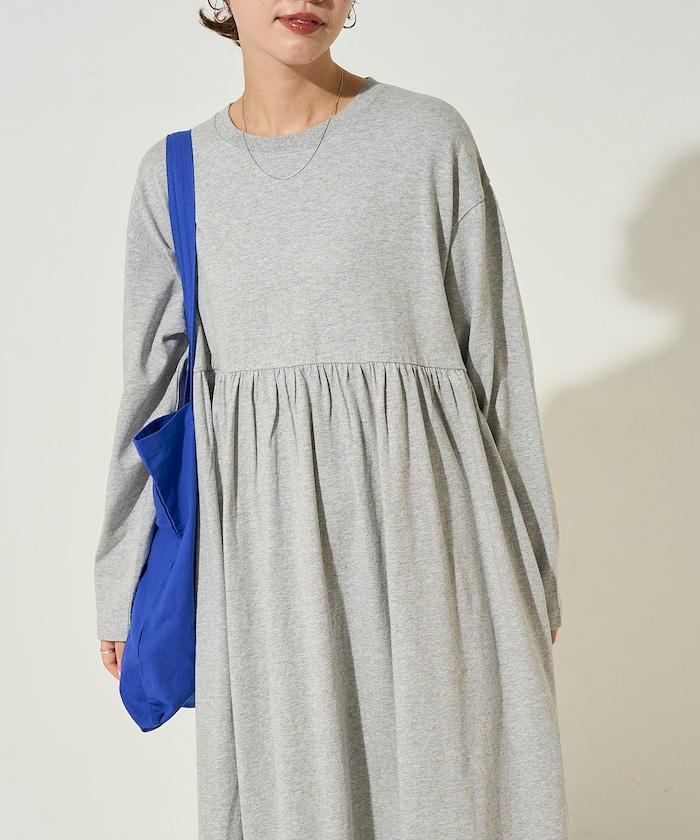 高腰褶皺拼接連衣裙