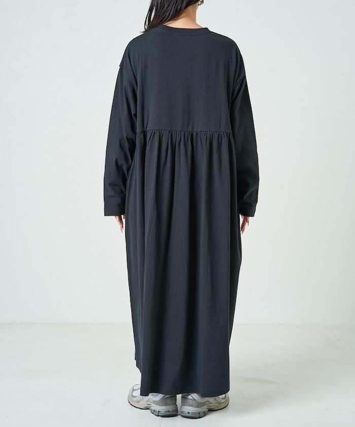 高腰褶皺拼接連衣裙