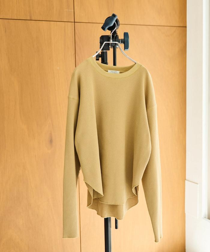 華夫格圓領長款套頭衫