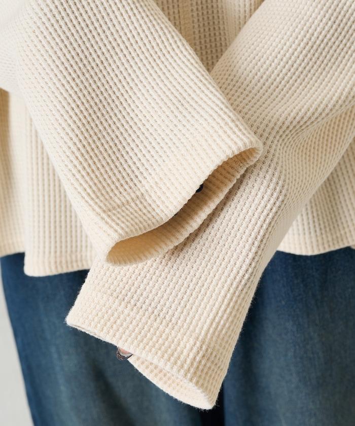 華夫格短款圓領套頭衫