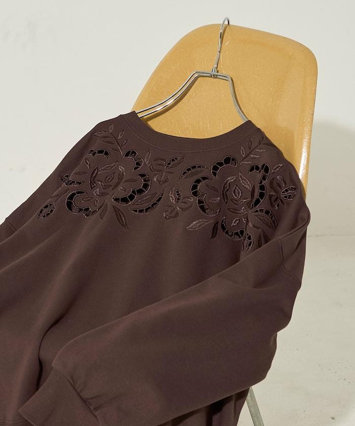 花卉剪裁刺繡衛衣套頭衫