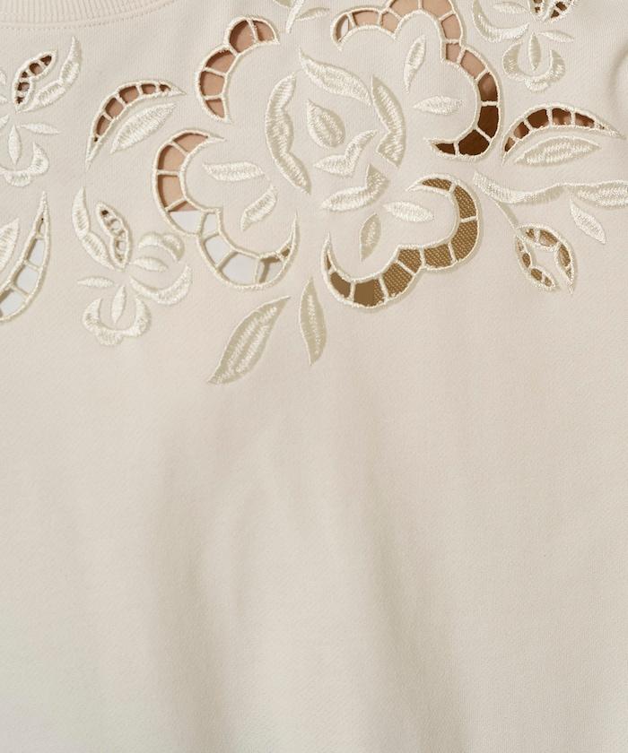 花卉剪裁刺繡衛衣套頭衫