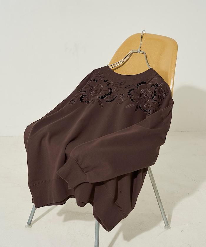 花卉剪裁刺繡衛衣套頭衫